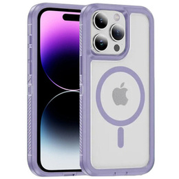 Чехол с рамкой для iPhone 14 Pro, для MagSafe, прозрачный / фиолетовый