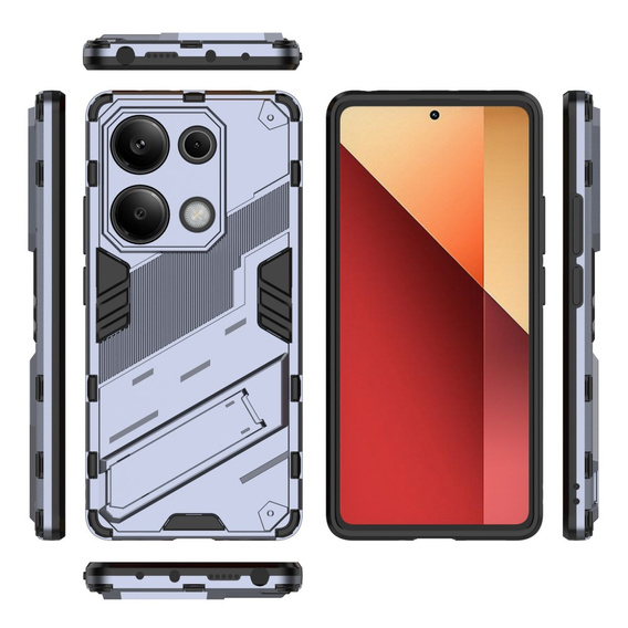 Чехол для Xiaomi Redmi Note 13 Pro 4G / Xiaomi Redmi Note 14S / Xiaomi Poco M6 Pro 4G, Military kickstand, темно-синий