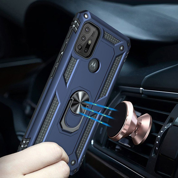 Бронированный Чехол до Motorola Moto G10/G30, Nox Case Ring, синий