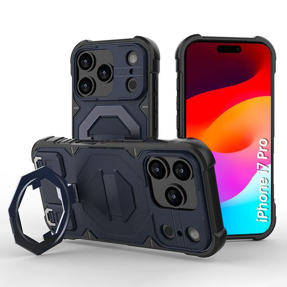 Чохол для iPhone 17 Pro, для MagSafe, броньований з підставкою, синій