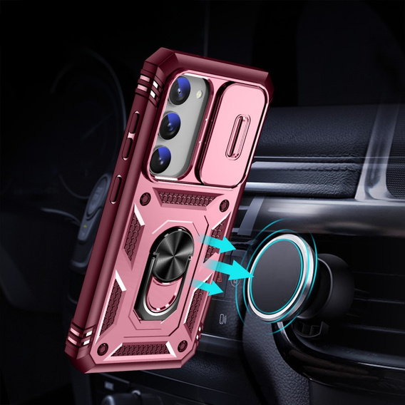 Чохол NOX Camera Slide Samsung Galaxy S23, CamShield Slide, рожевий / червоний