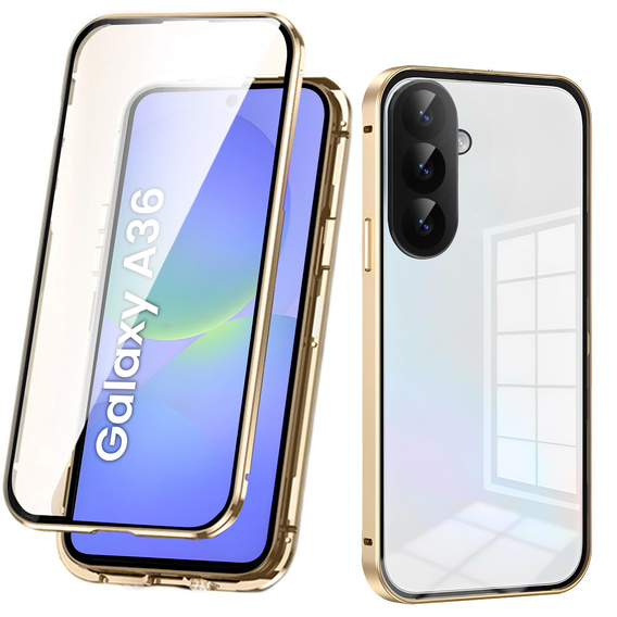 Чехол для Samsung Galaxy A36, Magnetic Dual Glass, золотой