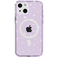 Чoхол до iPhone 14, Dropproof MagSafe Glitter, фіолетовий