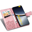 Откидной чехол для Xiaomi Poco F7, Butterfly, розовый rose gold