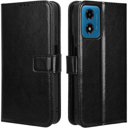 Футляр з клапаном для Motorola Moto E14, Crazy Horse Wallet, чорний