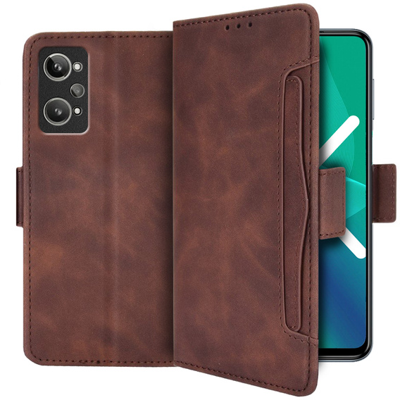 Откидной чехол для Realme GT 2 / Realme GT Neo 2, Card Slot, коричневый
