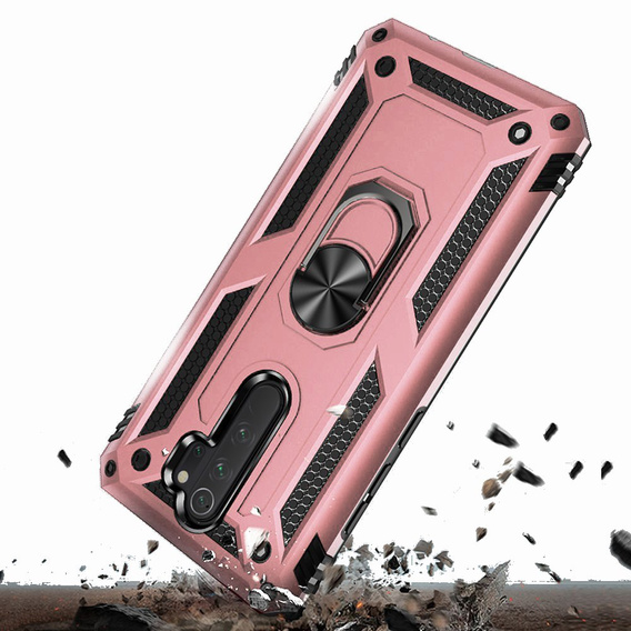 Бронированный Чехол до Xiaomi Redmi Note 8 Pro, Nox Case Ring, розовый rose gold