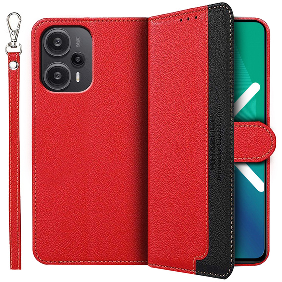 Чохол-книжка для Poco F5 5G, KHAZNEH RFID, червоний / чорний