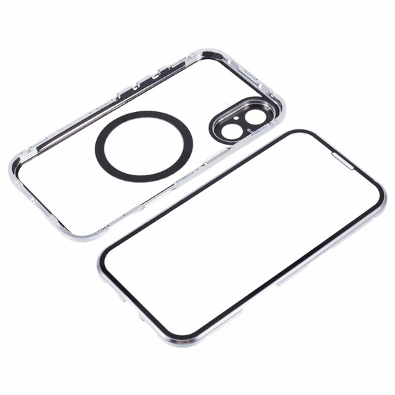 Магнітний чохол Dual Glass MagSafe для iPhone 16, сріблястий