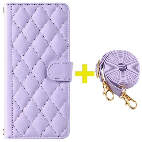 чехол-крышка для Samsung Galaxy A16, Rhombus Crossbody Leather, фиолетовый