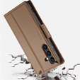 Чохол для Samsung Galaxy S24, ERBORD Glossy Litchi, гаманець з клапаном, коричневий