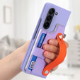 Чехол для Samsung Galaxy Z Fold 5 5G, с подставкой, стеклом и стилусом, кожаный, черный