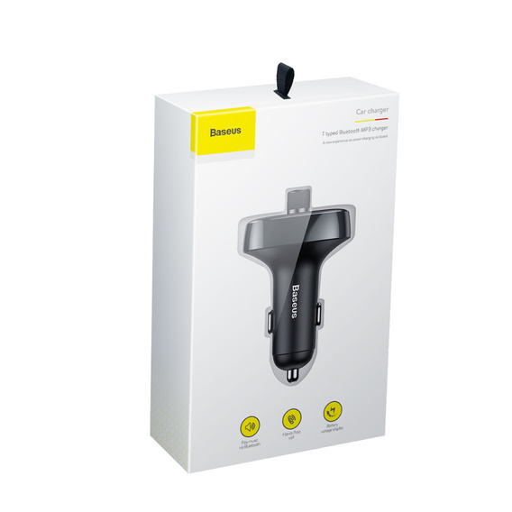 Baseus S13 Автомобильное зарядное устройство 2-Port USB + Transmiter FM - Black