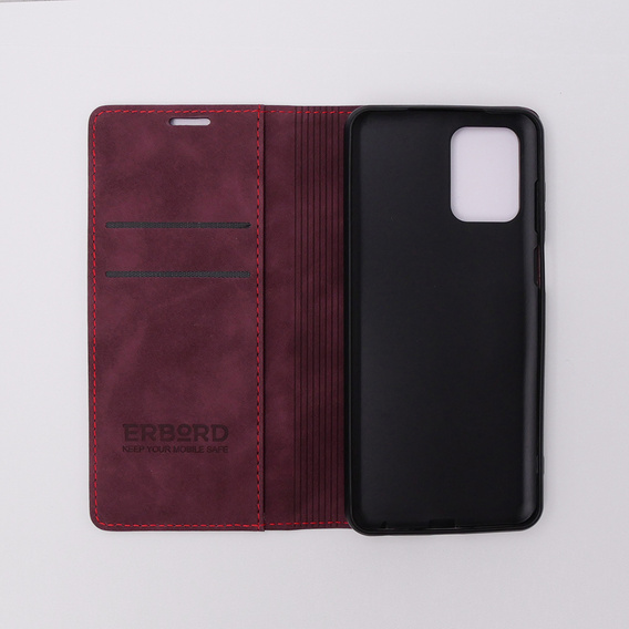 Чехол для Motorola Moto E13 4G, ERBORD Vintage, бумажник с клапаном, красный