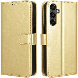Футляр з клапаном для Samsung Galaxy M55 5G, Crazy Horse Wallet, золотий