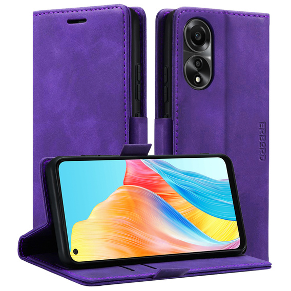 Чохол для Oppo A78 4G, ERBORD Vintage, гаманець з клапаном, фіолетовий