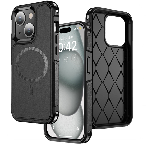Чехол до iPhone 15 Plus, MagForce MagSafe, чёрный