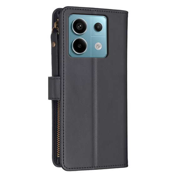 Откидной чехол для Xiaomi Redmi Note 13 Pro 4G / Xiaomi Redmi Note 14S / Xiaomi Poco M6 Pro 4G, Wallet Zipper Pocket, чёрный
