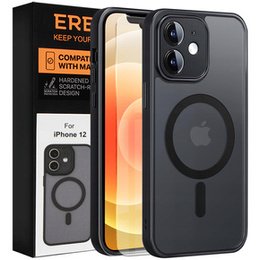 Чохол для iPhone 12, для MagSafe, ERBORD Matt Case, чорний + захисне скло