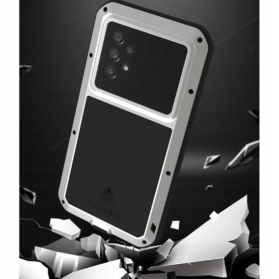 Чoхол Love Mei до Samsung Galaxy A53 5G, armored with glass, сріблястий