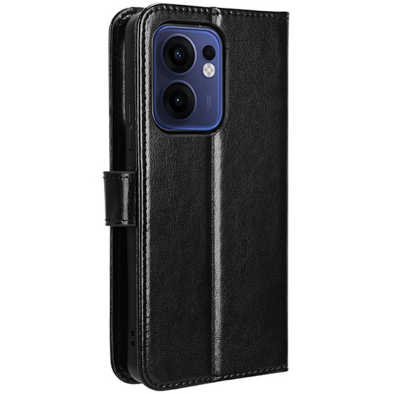 Откидной чехол для Oppo Reno 13F / Oppo Reno 13FS, Crazy Horse Wallet, чёрный