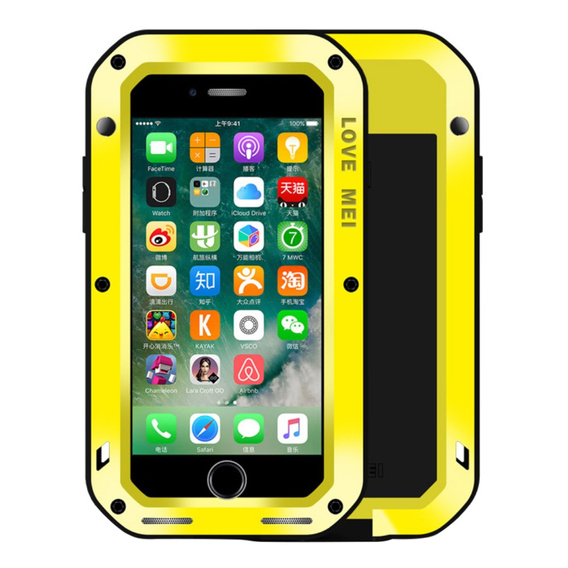 Чехол Love Mei до iPhone 8 Plus/7 Plus, armored with glass, жёлтый