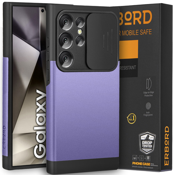 Чехол до Samsung Galaxy S24 Ultra, ERBORD MagProtect Slide Camera, фиолетовый