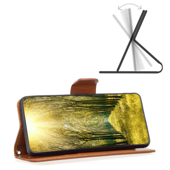 Чохол-книжка для Samsung Galaxy A15, Wallet Litchi Leather, коричневий + скло 9H 