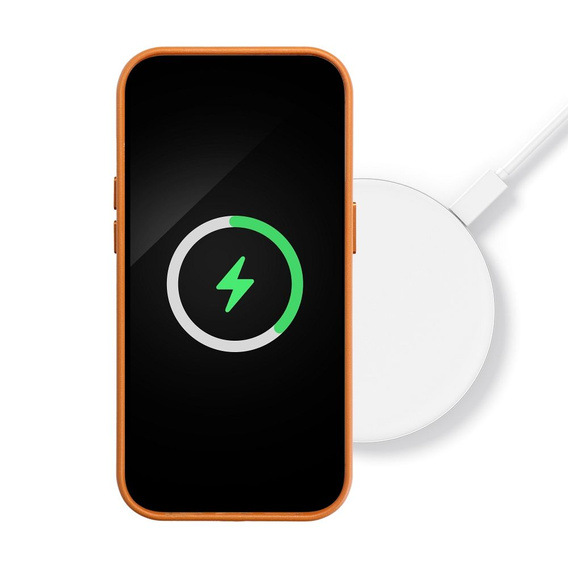 Шкіряний магнітний чохол для iPhone 15 Pro Max, помаранчевий