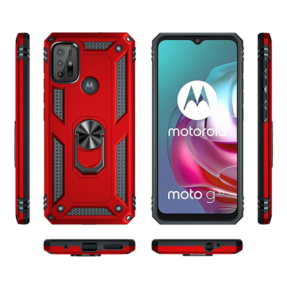 Бронированный Чехол до Motorola Moto G10/G30, Nox Case Ring, красный