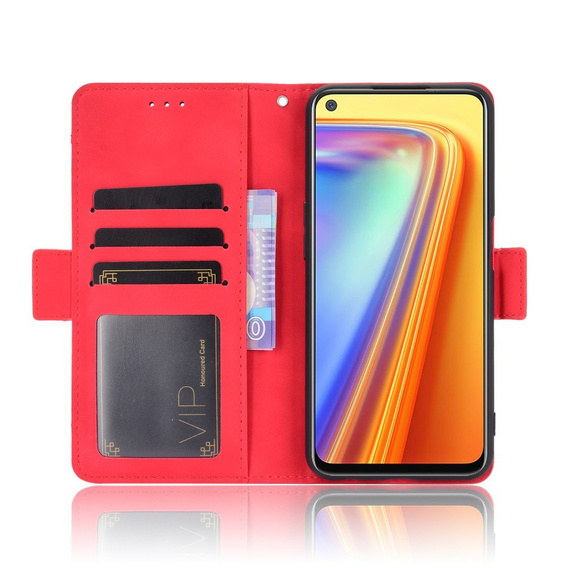 Откидной чехол для Realme 7, Card Slot, красный