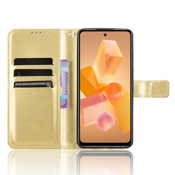 Футляр з клапаном для Infinix Hot 40i, Crazy Horse Wallet, золотий