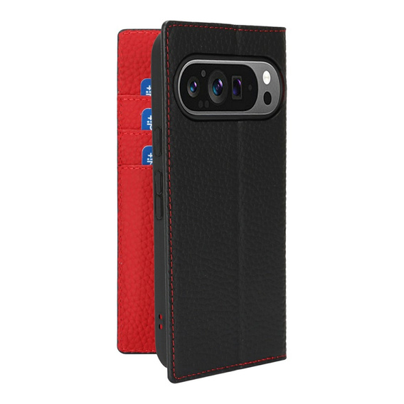 Чехол с откидной крышкой для Google Pixel 10 / 10 Pro, кожа Litchi Grain, черный