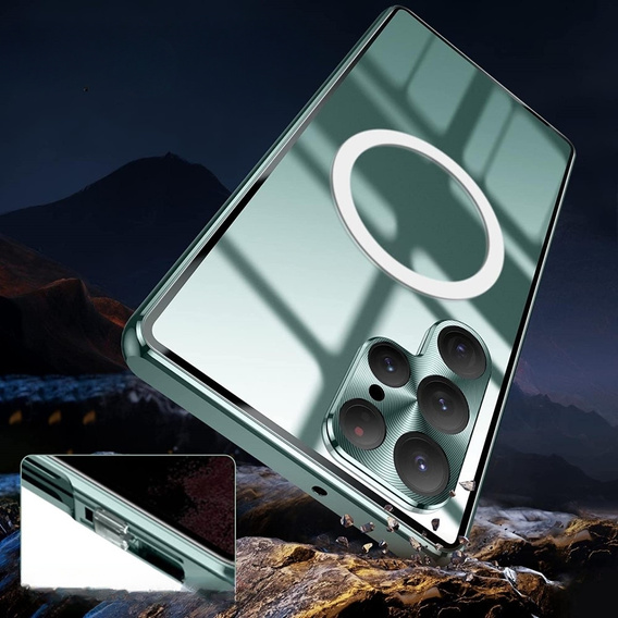 Магнітний чохол Dual Glass MagSafe для Samsung Galaxy S22 Ultra, зелений