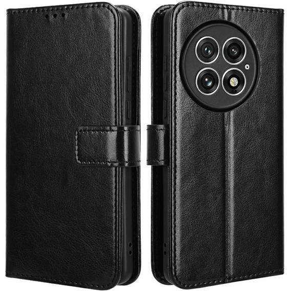 Футляр з клапаном для OnePlus 13, Crazy Horse Wallet, чорний