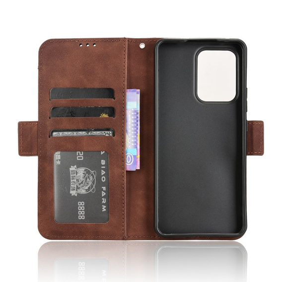 Откидной чехол для Oppo Reno 13F / Oppo Reno 13FS, Card Slot, коричневый