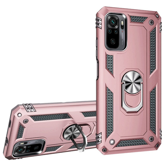 Бронированный Чехол до Xiaomi Redmi Note 10/10S, Nox Case Ring, розовый rose gold