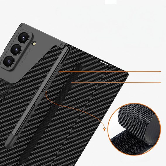 Чехол-кошелек с клапаном карбоновый черный для Samsung Galaxy Z Fold 7 5G