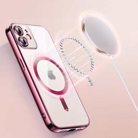 Чохол для iPhone 12, Electro MagSafe, рожевий + Скло на екран