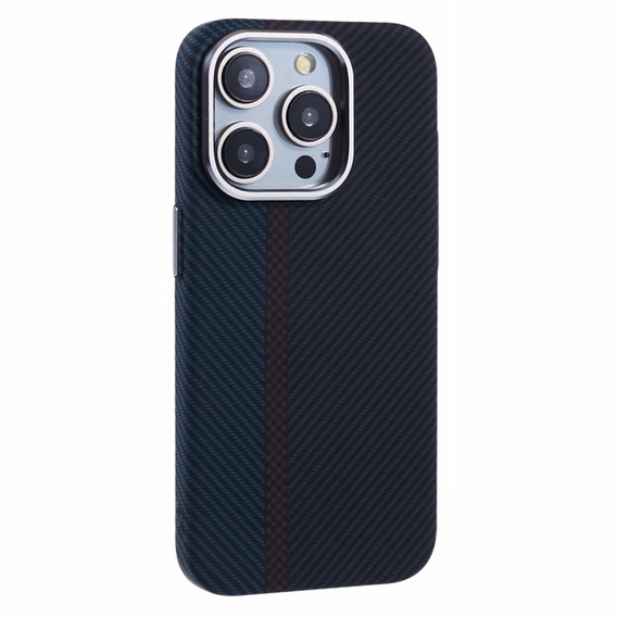 Чехол для iPhone 13 Pro Max, Carbon Fiber MagSafe, черный / синий