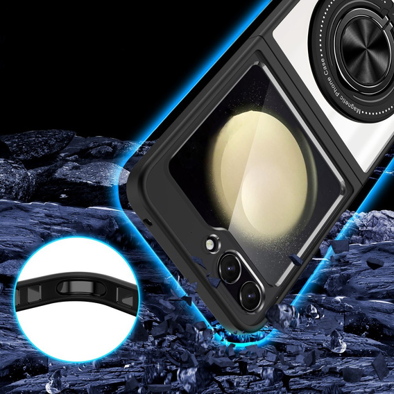 Чохол для Samsung Galaxy Z Flip7 FE / Z Flip6, Corners Dropproof, для MagSafe, прозорий / чорний