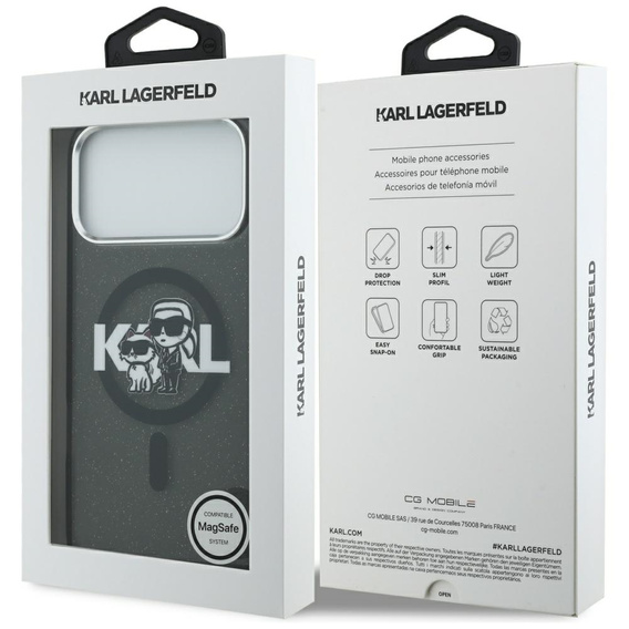 Чехол Karl Lagerfeld IML Glitter Karl & Choupette Sketch Logo MagSafe для iPhone 17 Pro Max
