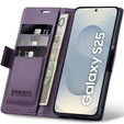 Чохол для Samsung Galaxy S25, ERBORD Glossy Litchi, гаманець з клапаном, фіолетовий