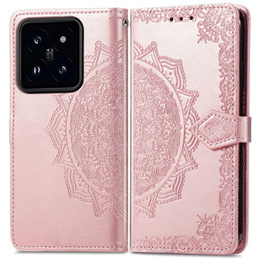 Откидной чехол для Xiaomi 14T, Mandala, розовый rose gold