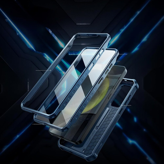 Бронированный чехол для Samsung Galaxy S24 Plus, Dexnor Full Body (Two Frames), темно-синий