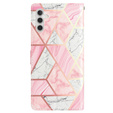 Откидной чехол для Samsung Galaxy A25 5G, Wallet Marble, розовый + 9H стекло  
