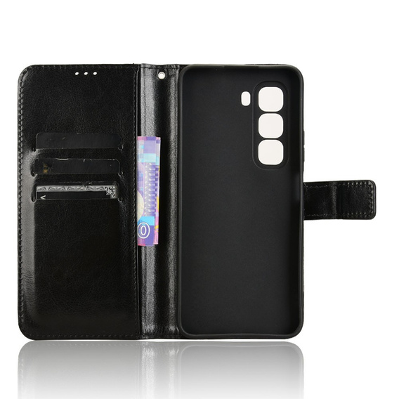 Откидной чехол для Infinix Hot 50 Pro 4G, Crazy Horse Wallet, чёрный
