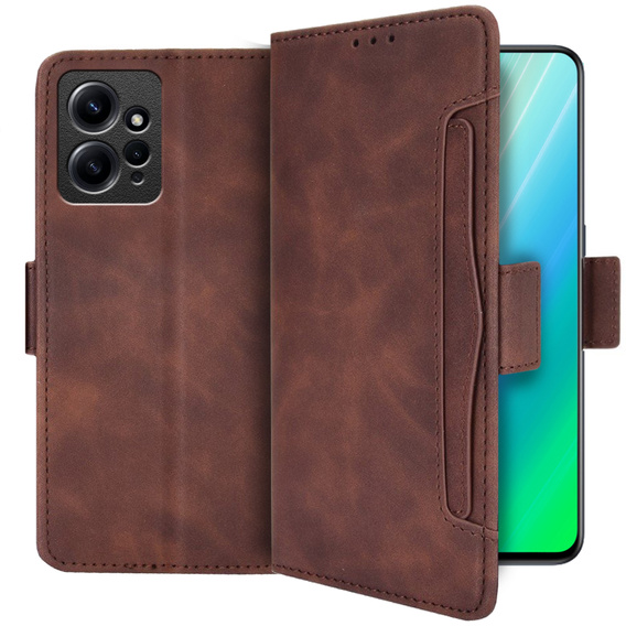 Откидной чехол для Xiaomi Redmi Note 12 4G, Card Slot, коричневый