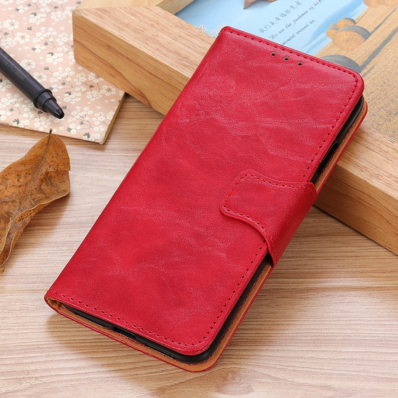 Футляр з клапаном для Samsung Galaxy S25 Edge, Crazy Horse Wallet, червоний