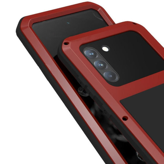 Чoхол Love Mei до Samsung Galaxy S21 FE, armored with glass, червоний